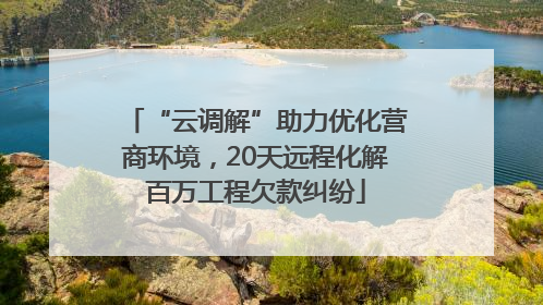 “云调解”助力优化营商环境，20天远程化解百万工程欠款纠纷