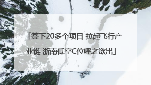 签下20多个项目 拉起飞行产业链 浙南低空C位呼之欲出