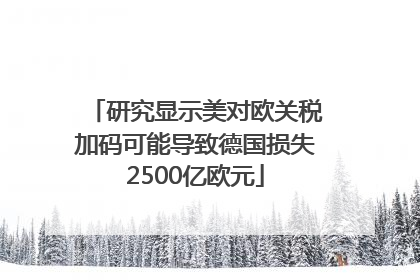 研究显示美对欧关税加码可能导致德国损失2500亿欧元