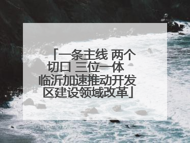 一条主线 两个切口 三位一体 临沂加速推动开发区建设领域改革
