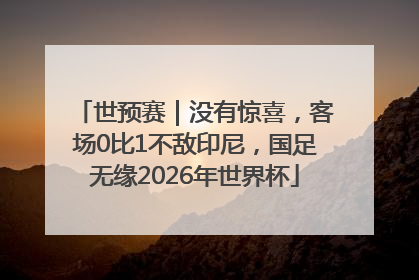 世预赛｜没有惊喜，客场0比1不敌印尼，国足无缘2026年世界杯