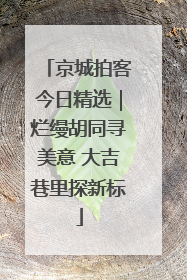 京城拍客今日精选｜烂缦胡同寻美意 大吉巷里探新标