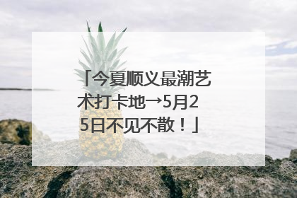 今夏顺义最潮艺术打卡地→5月25日不见不散！
