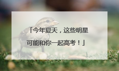 今年夏天，这些明星可能和你一起高考！