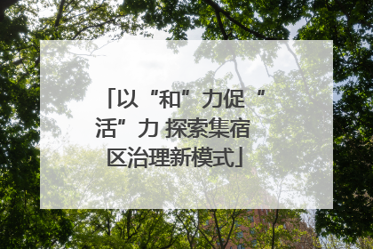 以“和”力促“活”力 探索集宿区治理新模式