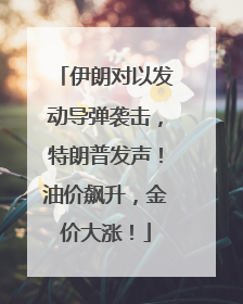 伊朗对以发动导弹袭击，特朗普发声！油价飙升，金价大涨！
