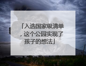 入选国家级清单，这个公园实现了孩子的想法