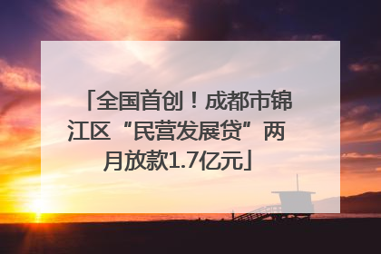 全国首创！成都市锦江区“民营发展贷”两月放款1.7亿元