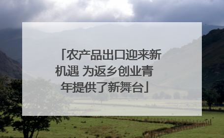 农产品出口迎来新机遇 为返乡创业青年提供了新舞台