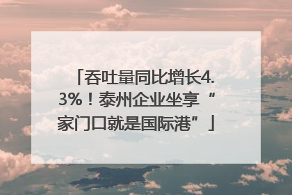 吞吐量同比增长4.3%！泰州企业坐享“家门口就是国际港”