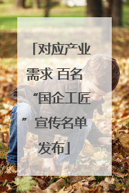 对应产业需求 百名“国企工匠”宣传名单发布