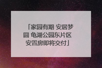 家园有期 安居梦圆 龟湖公园东片区安置房即将交付