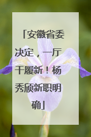 安徽省委决定，一厅干履新！杨秀颀新职明确