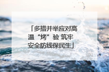 多措并举应对高温“烤”验 筑牢安全防线保民生