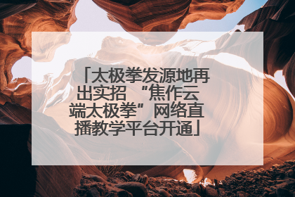 太极拳发源地再出实招 “焦作云端太极拳”网络直播教学平台开通
