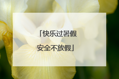 快乐过暑假 安全不放假