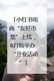 小红书电商“友好市集”上线，6月将举办“开业活动”