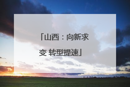 山西：向新求变 转型提速