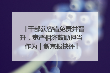 干部获容错免责并晋升，宽严相济鼓励担当作为｜新京报快评
