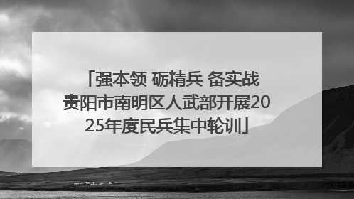 强本领 砺精兵 备实战 贵阳市南明区人武部开展2025年度民兵集中轮训