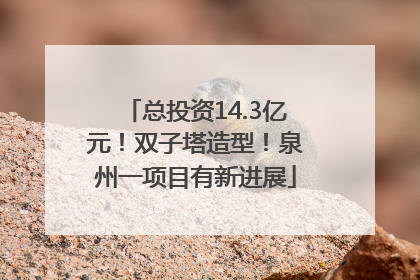 总投资14.3亿元！双子塔造型！泉州一项目有新进展