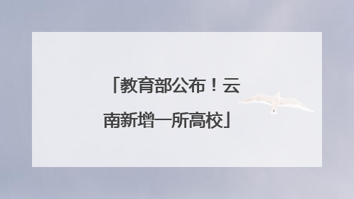 教育部公布！云南新增一所高校