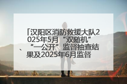 汉阳区消防救援大队2025年5月“双随机”、“一公开”监督抽查结果及2025年6月监督抽查任务公示