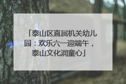 泰山区直属机关幼儿园：欢乐六一迎端午，泰山文化润童心