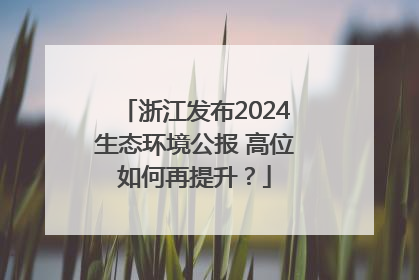 浙江发布2024生态环境公报 高位如何再提升？