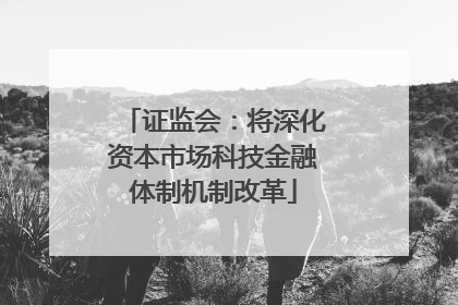 证监会：将深化资本市场科技金融体制机制改革