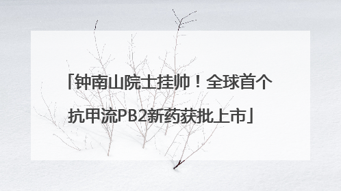 钟南山院士挂帅！全球首个抗甲流PB2新药获批上市