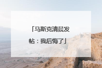 马斯克清晨发帖：我后悔了