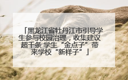 黑龙江省牡丹江市引导学生参与校园治理，收集建议超千条 学生“金点子”带来学校“新样子”