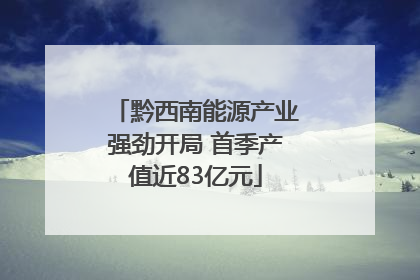 黔西南能源产业强劲开局 首季产值近83亿元